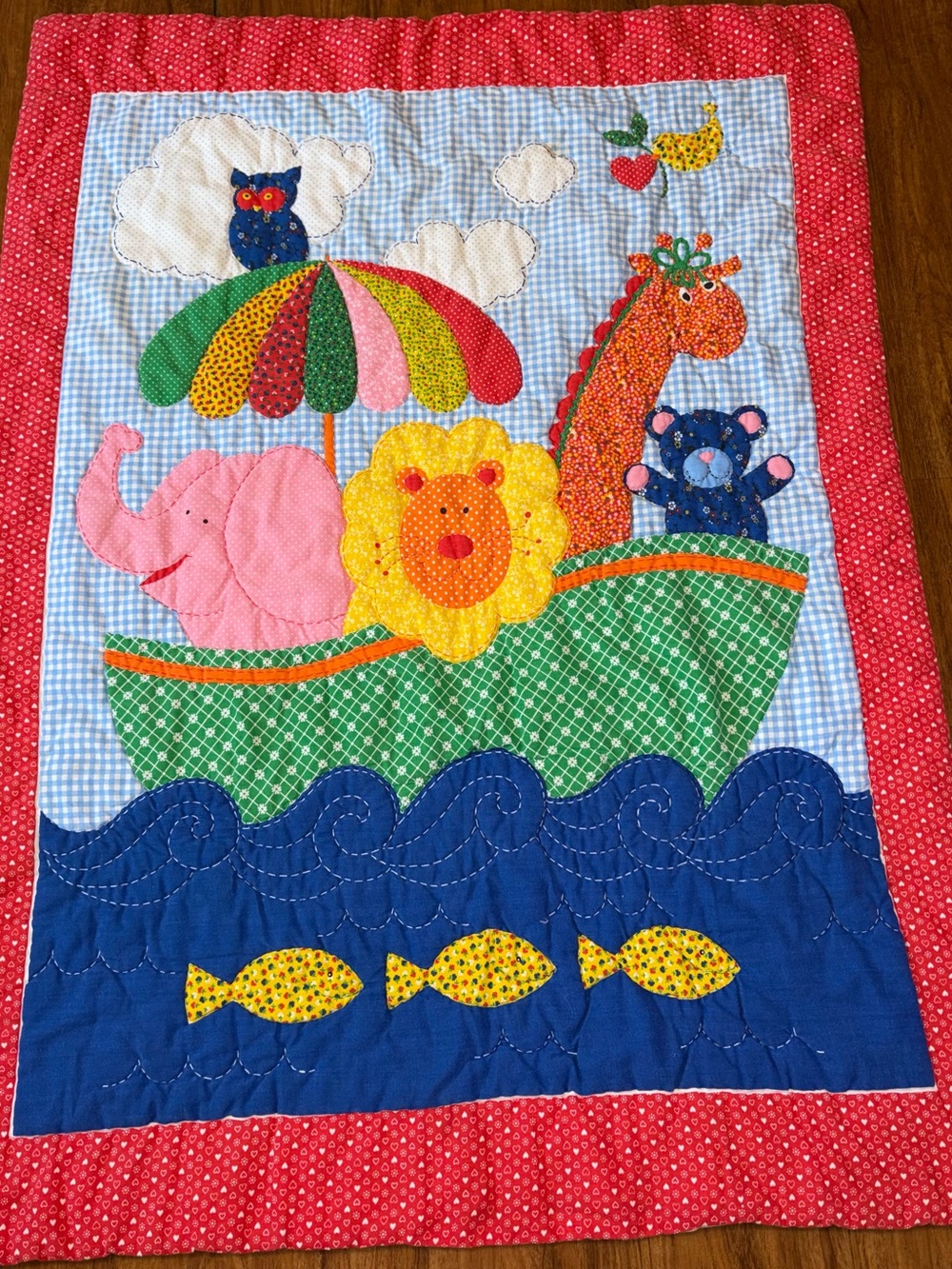 Noah’s Ark Quilted Baby Blanket Quilt Handmade Cottagecore